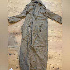Ankle length tan trench coat